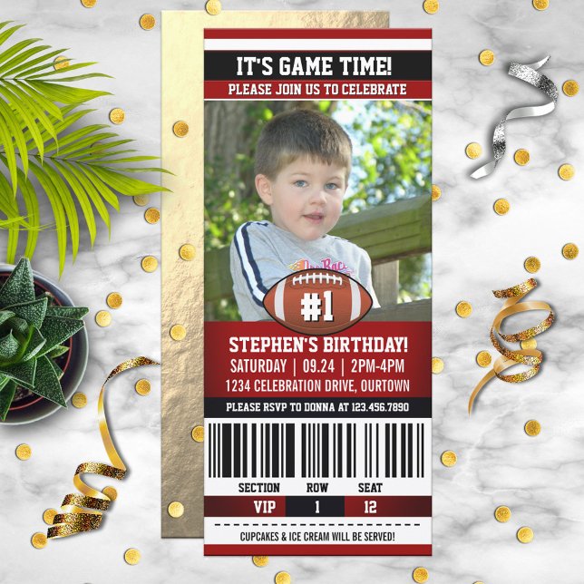 Convites Modelo de foto de aniversário de futebol (Criador carregado)