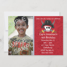 Convites Modelo de Foto de Aniversário do Crânio Pirata