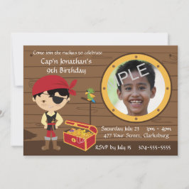 Convites Modelo de Foto de Aniversário do Crânio Pirata