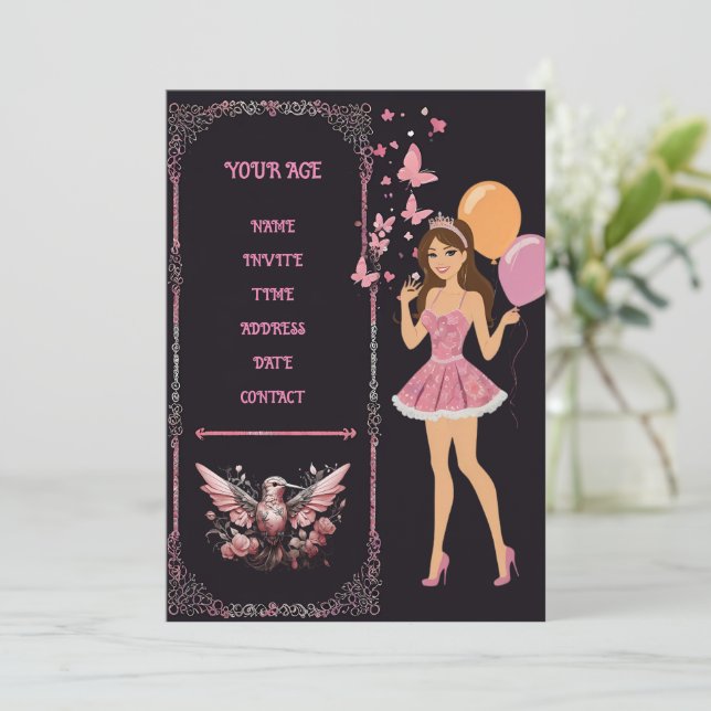 Convites Modelo de foto de aniversário que você pode person (Em pé/Frente)