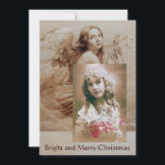 CONVITES MODELO DE FOTO DE ANJO TOCANDO LIRA SOBRE AS NUVEN<br><div class="desc">Modelo de foto elegante de Natal,  design artístico e clássico pintura em aquarela em cores sépia branco,  marrom reelaborado a partir da arte fina italiana do século XVIII. Versão de papel metálico dourado.</div>