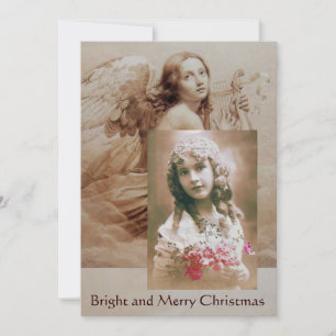 Convites MODELO de foto de ANJO TOCANDO LIRA SOBRE AS NUVEN