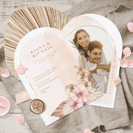Convites Modelo de Foto de Casamento Boho Oasis Arch ID959