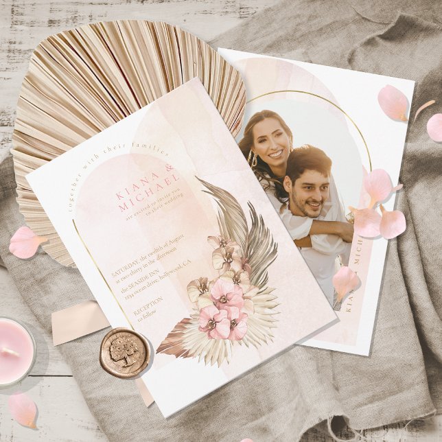 Convites Modelo de Foto de Casamento Boho Oasis ID959 (Criador carregado)