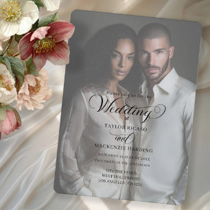 Convites Modelo de Foto de Casamento com Tipografia Elegant