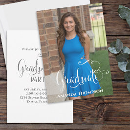Convites Modelo de Foto de Graduação de Script Simples