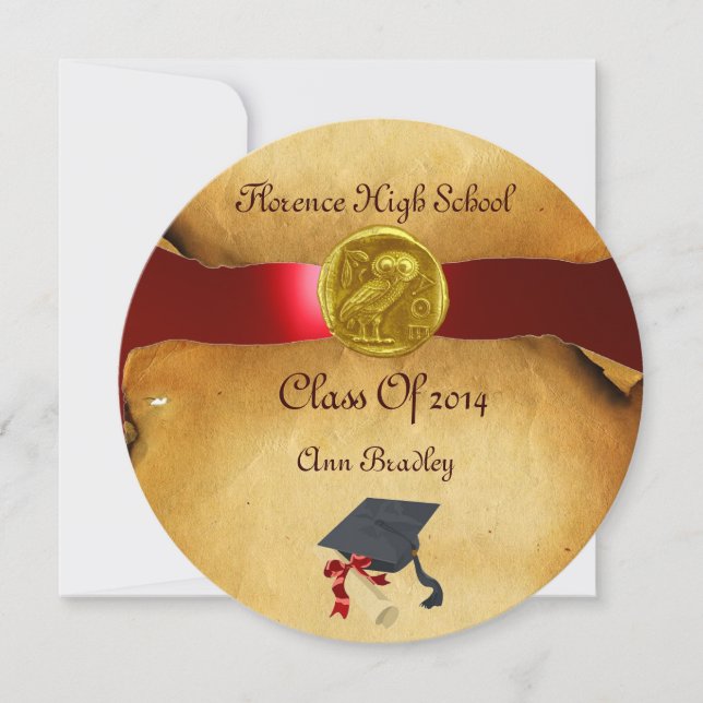 CONVITES MODELO DE FOTO DE GRADUAÇÃO: OWL DOURADA (Frente)