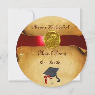 CONVITES MODELO DE FOTO DE GRADUAÇÃO: OWL DOURADA