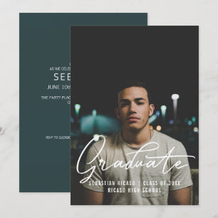 Convites Modelo de Foto de Graduado Personalizado