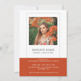 Convites Modelo de Foto de Graduado Personalizado Laranja B
