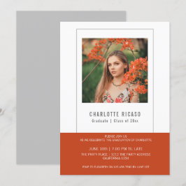Convites Modelo de Foto de Graduado Personalizado Laranja B