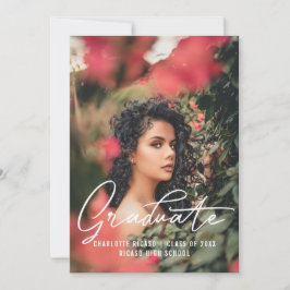 Convites Modelo de Foto de Graduado Personalizado Rosa