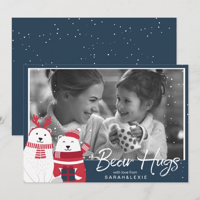 Convites Modelo de Foto de Hugs de Urso Polar V2 ID851 (Frente/Verso)