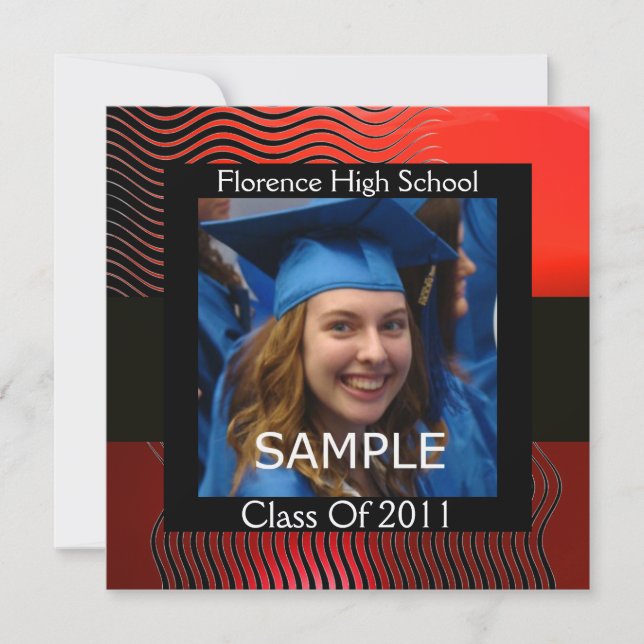 Convites MODELO DE FOTO DE ONDAS SOFISTICADAS MONOGRAMA, Pr (Frente)