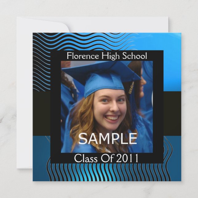 Convites MODELO DE FOTO DE ONDAS SOFISTICADAS MONOGRAMA, Pr (Frente)