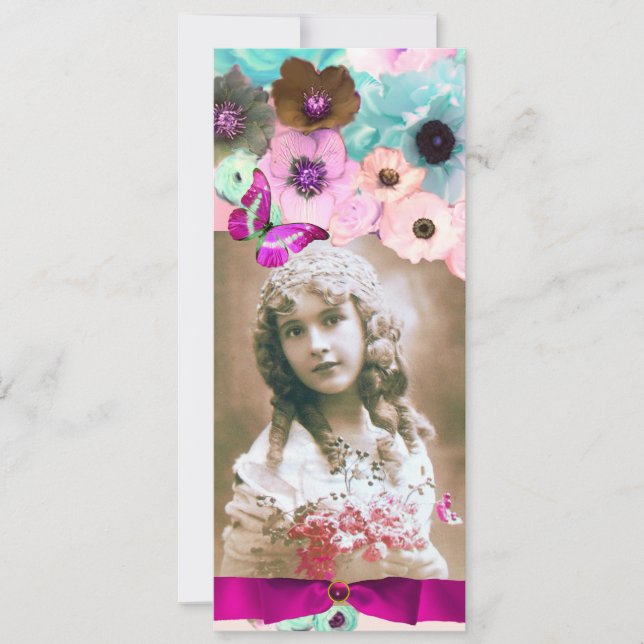 CONVITES MODELO DE FOTO DE ROSAS ROSAS E BORBOLETA SWEET 16 (Frente)