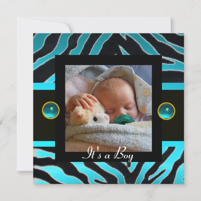 Convites Modelo de Foto do Monograma de ZEBRA FUR BRANCO AZ (Frente)