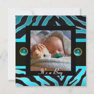 Convites Modelo de Foto do Monograma de ZEBRA FUR BRANCO AZ