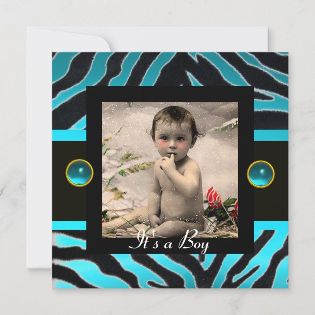 Convites Modelo de Foto do Monograma de ZEBRA FUR BRANCO AZ (Frente)