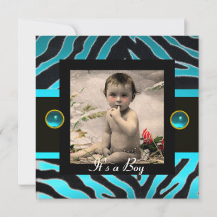 Convites Modelo de Foto do Monograma de ZEBRA FUR BRANCO AZ