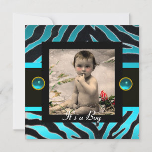 Convites Modelo de Foto do Monograma de ZEBRA FUR BRANCO AZ