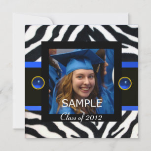 Convites Modelo de Foto do Monograma de ZEBRA FUR BRANCO AZ