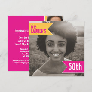 Convites Modelo de foto do sinalizador brilhante 50ª festa