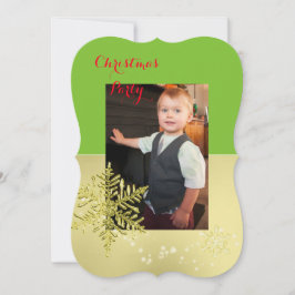 Convites Modelo de Foto Dourado do Floco de Neve