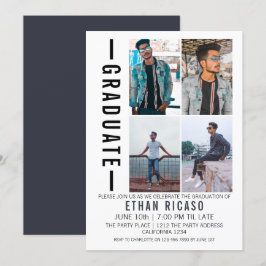Convites Modelo de Foto Moderna de Graduação Personalizado