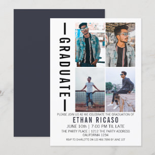 Convites Modelo de Foto Moderna de Graduação Personalizado