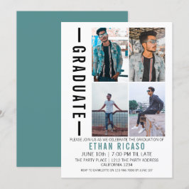 Convites Modelo de Foto Moderna de Graduação Personalizado