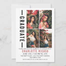 Convites Modelo de Foto Moderna de Graduação Personalizado