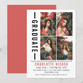 Convites Modelo de Foto Moderna de Graduação Personalizado