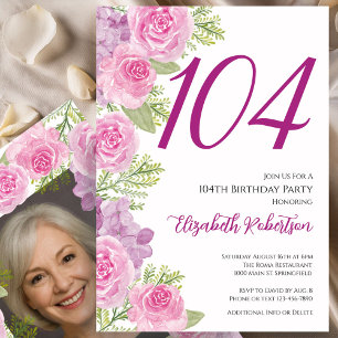 Convites Modelo de Foto Personalizado de Rosas Cor-de-Rosa