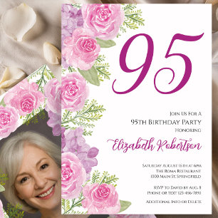 Convites Modelo de foto personalizado de rosas cor-de-rosa 