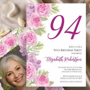 Convites Modelo de foto personalizado de rosas cor-de-rosa 