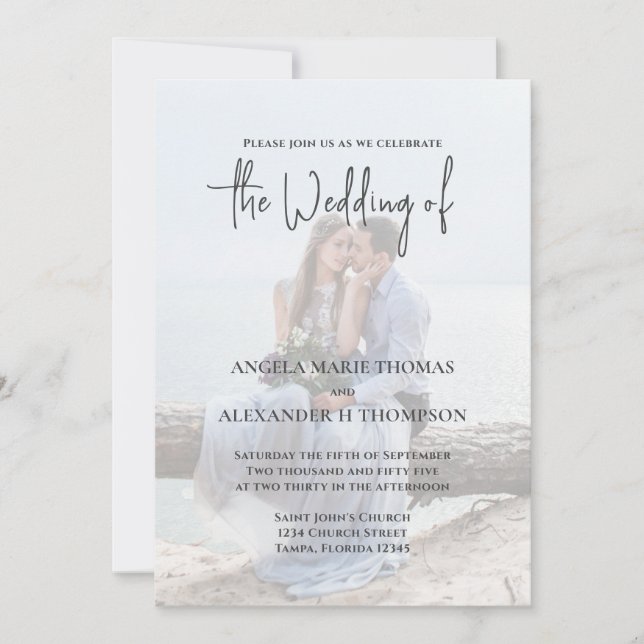 Convites Modelo de Foto RSVP de Código QR Elegante (Frente)