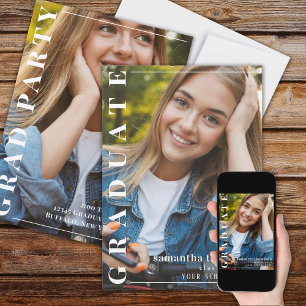 Convites Modelo de Foto Simples do formando Negrito Minimal