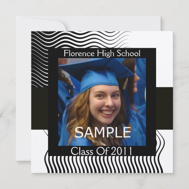 Convites MODELO DE FOTOGRAFIA DE na moda WAVES MONOGRAM, br (Frente)