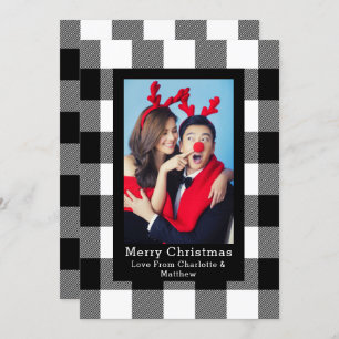 Convites Modelo de Fotografia de Padrão de Xadrez Buffalo P