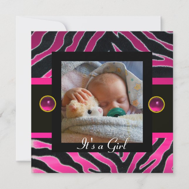 Convites Modelo de Fotografia do Monograma ZEBRA FUR BRANCO (Frente)