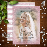 Convites Modelo de Fotografia Leve-Rosa Brilhante, Festa Sw<br><div class="desc">Bonito,  moderno,  (faux) design de modelo de foto brilhante para estes convites de festas bonito e de moda só para ela.</div>
