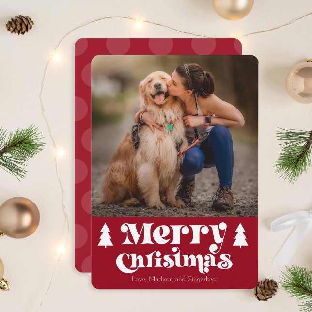 Convites Modelo de Fotografia Minimalista Retrospectiva de  (Retro Simple Merry Christmas Photo Template Card)