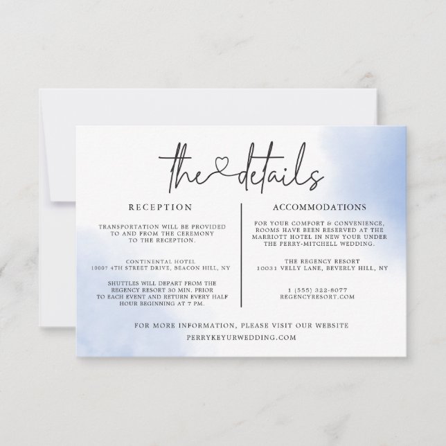 Convites Modelo de Informações de Detalhes de Casamento em  (Frente)