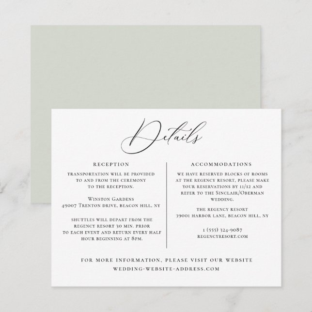 Convites Modelo de Informações de Detalhes do Casamento (Frente/Verso)