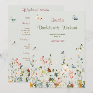 Convites Modelo de Itinerário de Despedida de Solteira Boho
