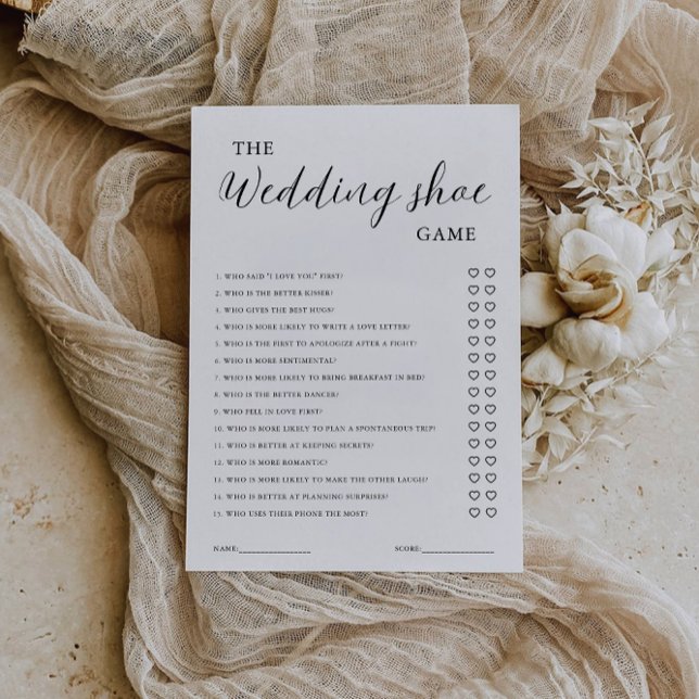 Convites Modelo de Jogo de Calçado de Casamento Minimalista (Minimalist Wedding Shoe Game Template, Invitation)
