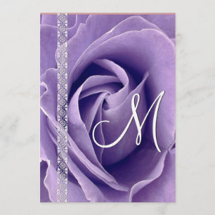 Convites Modelo de Linho de Casamento Rosa Roxo e Renda