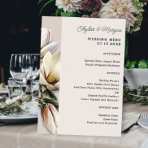 Modelo de Menu de Casamento com Flores de Magnólia