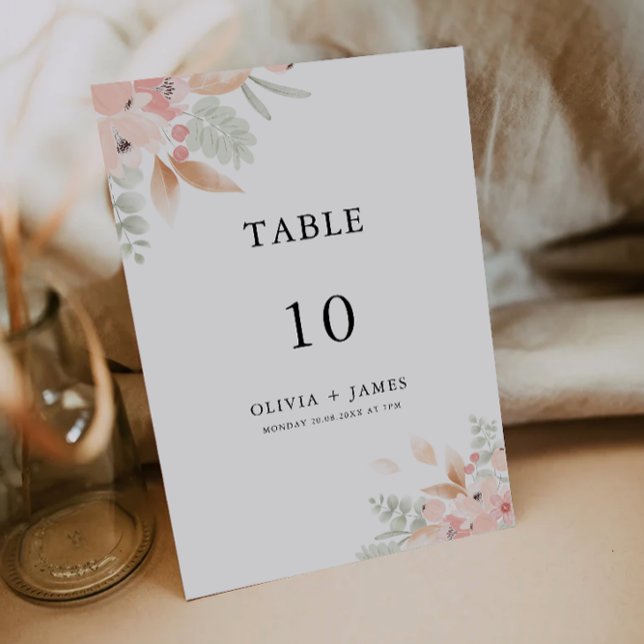 Convites Modelo de mesa de Wildflower (Wildflower Wedding table card Template)